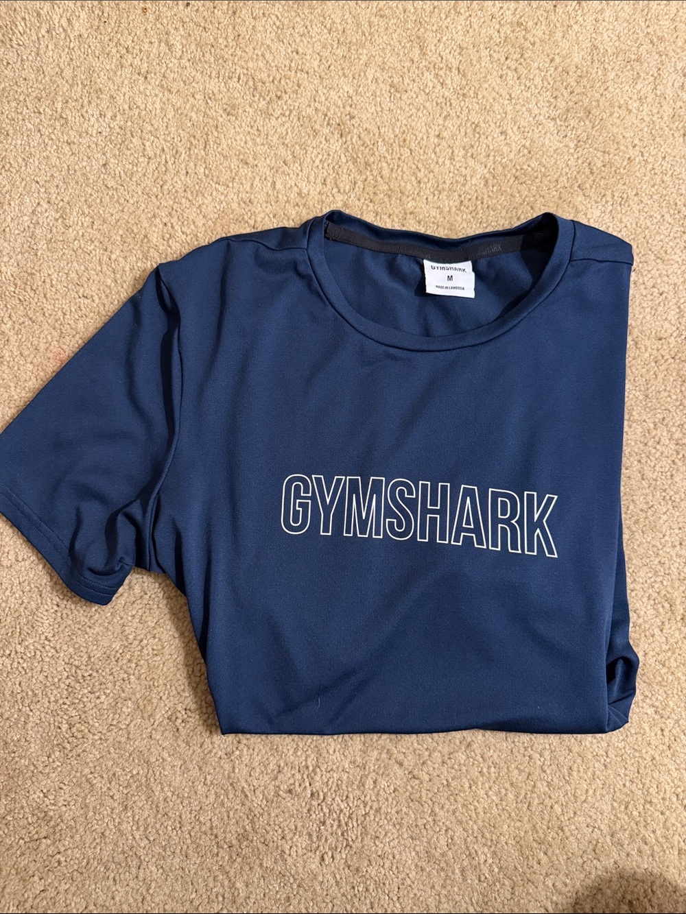 Gymshark Deep Navy Performance Tee with White Outline Logo